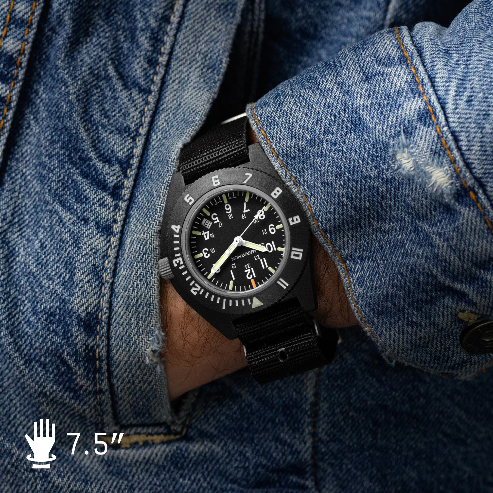 41mm MaraGlo Black Navigator w/ Date (NAV-DM) image