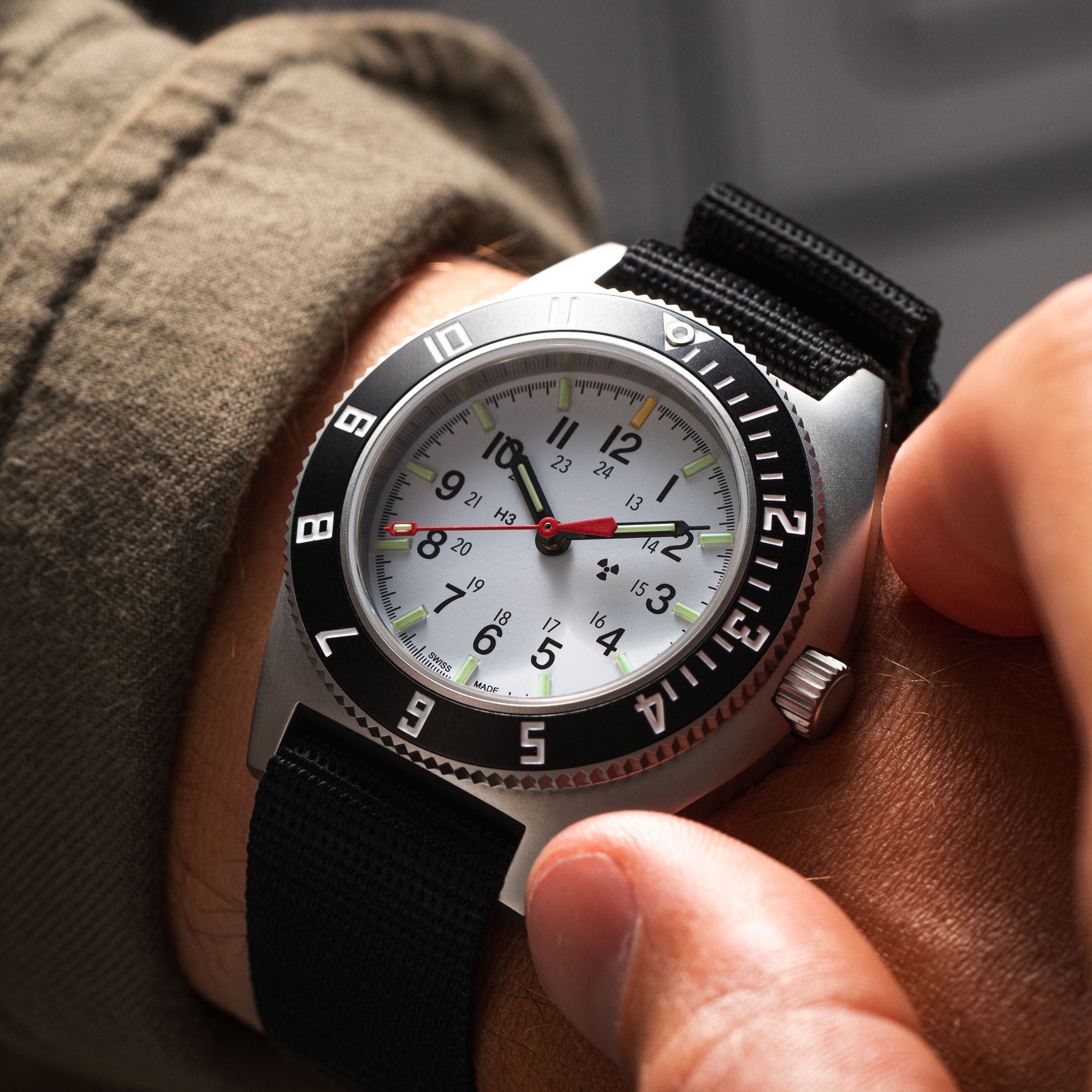 41mm Arctic Steel Navigator (SSNAV) on Ballistic Nylon Strap