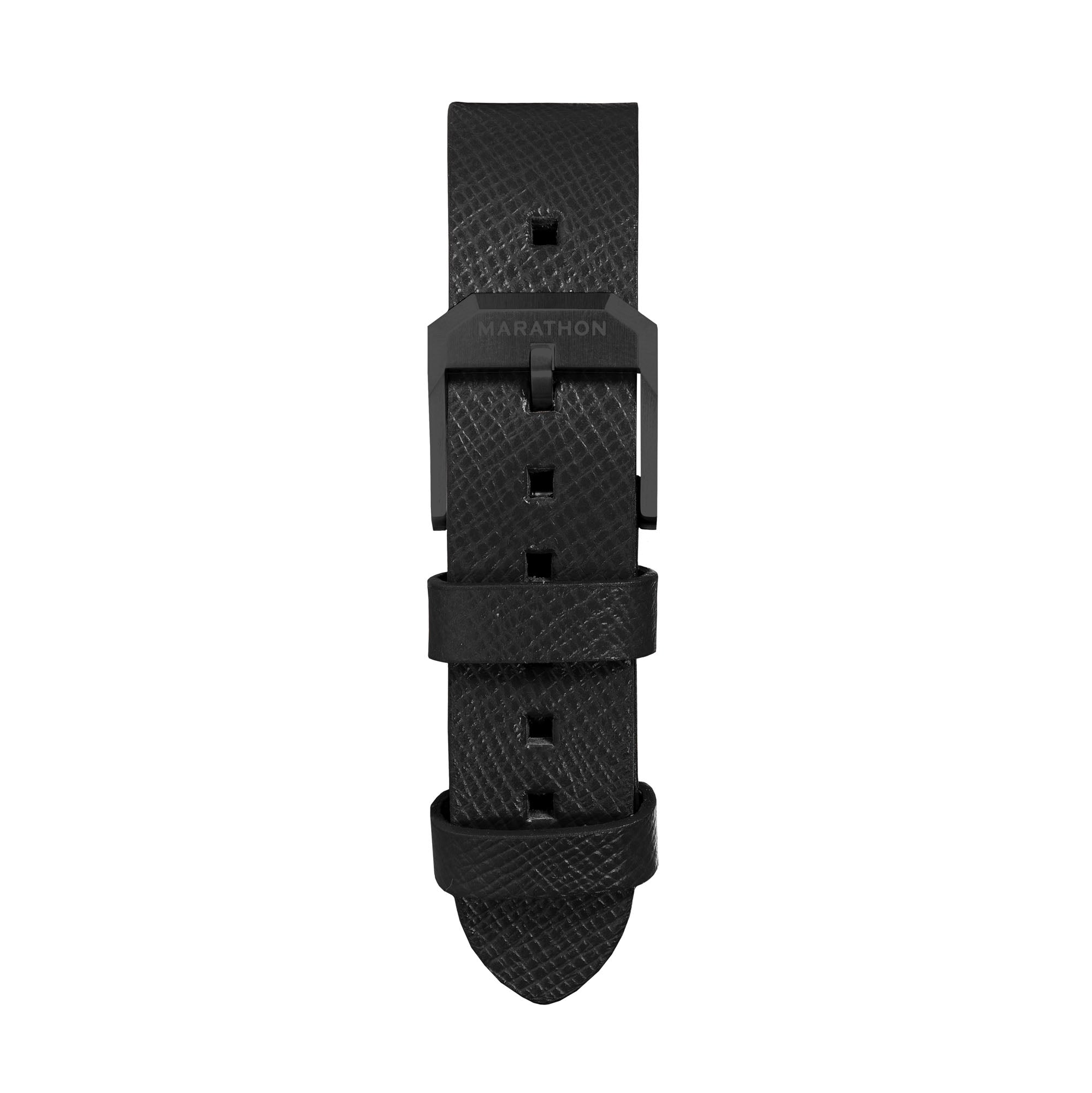 Bracelet en cuir 2 pièces, 20 mm, noir, finitions anthracite