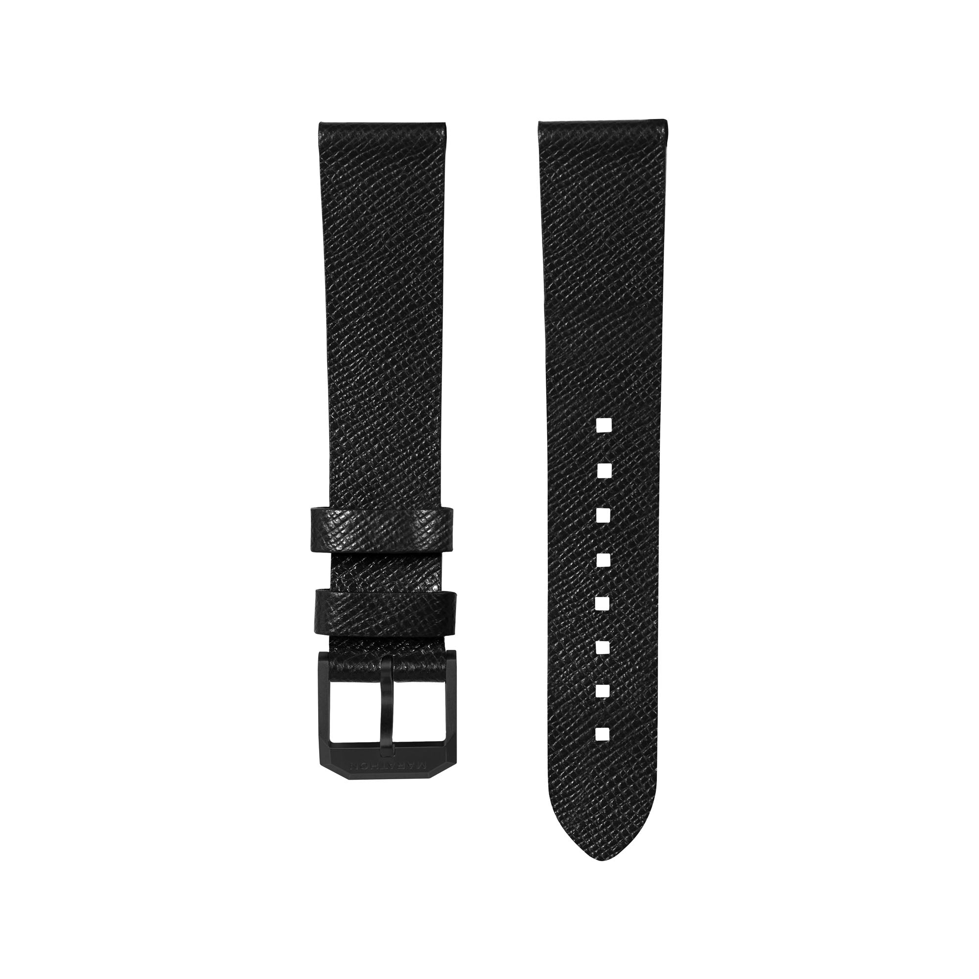 2-Piece Leather Strap, 20mm, Black, Anthracite Hardware – Marathon
