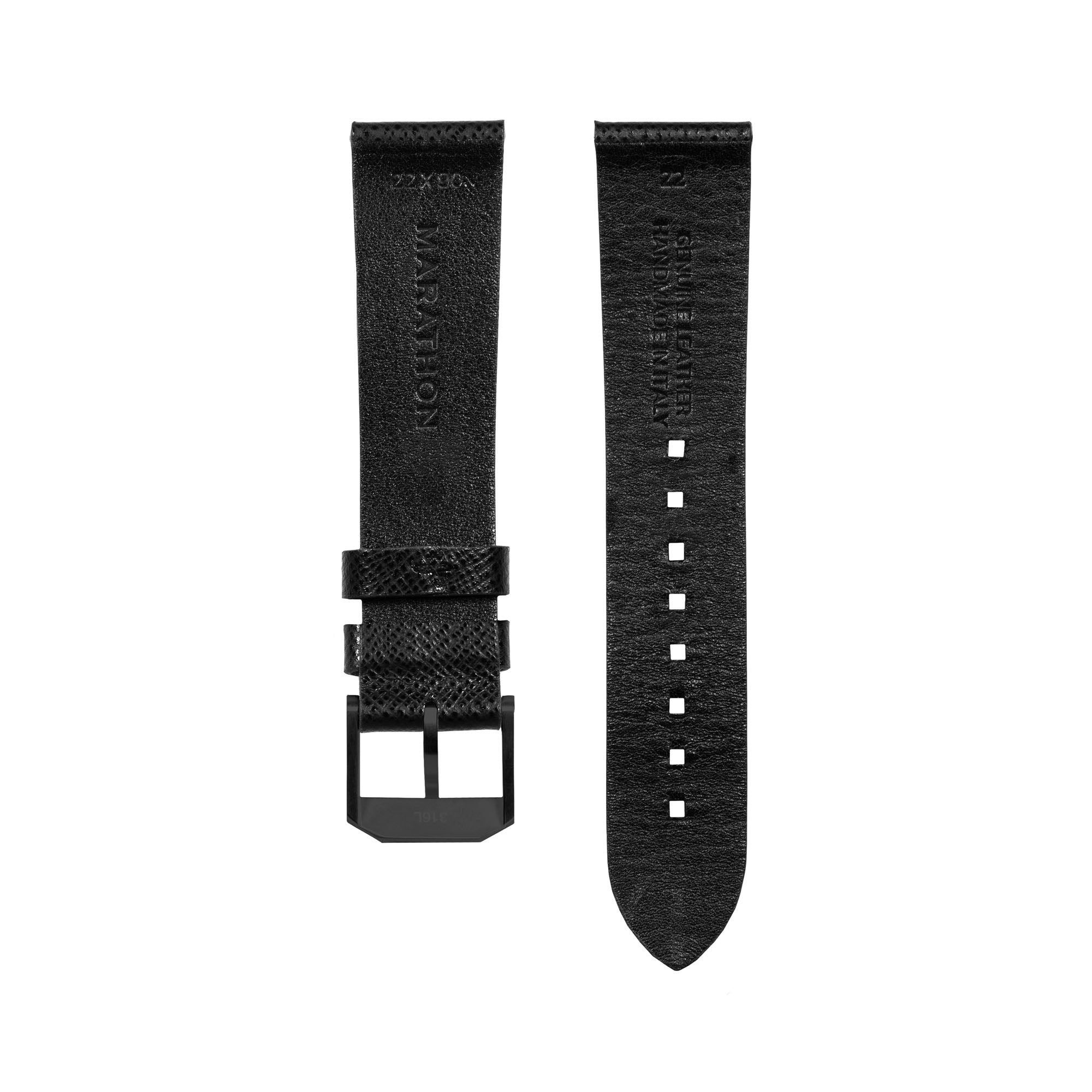 Correa de cuero de 2 piezas, 20 mm, negra, herrajes antracita