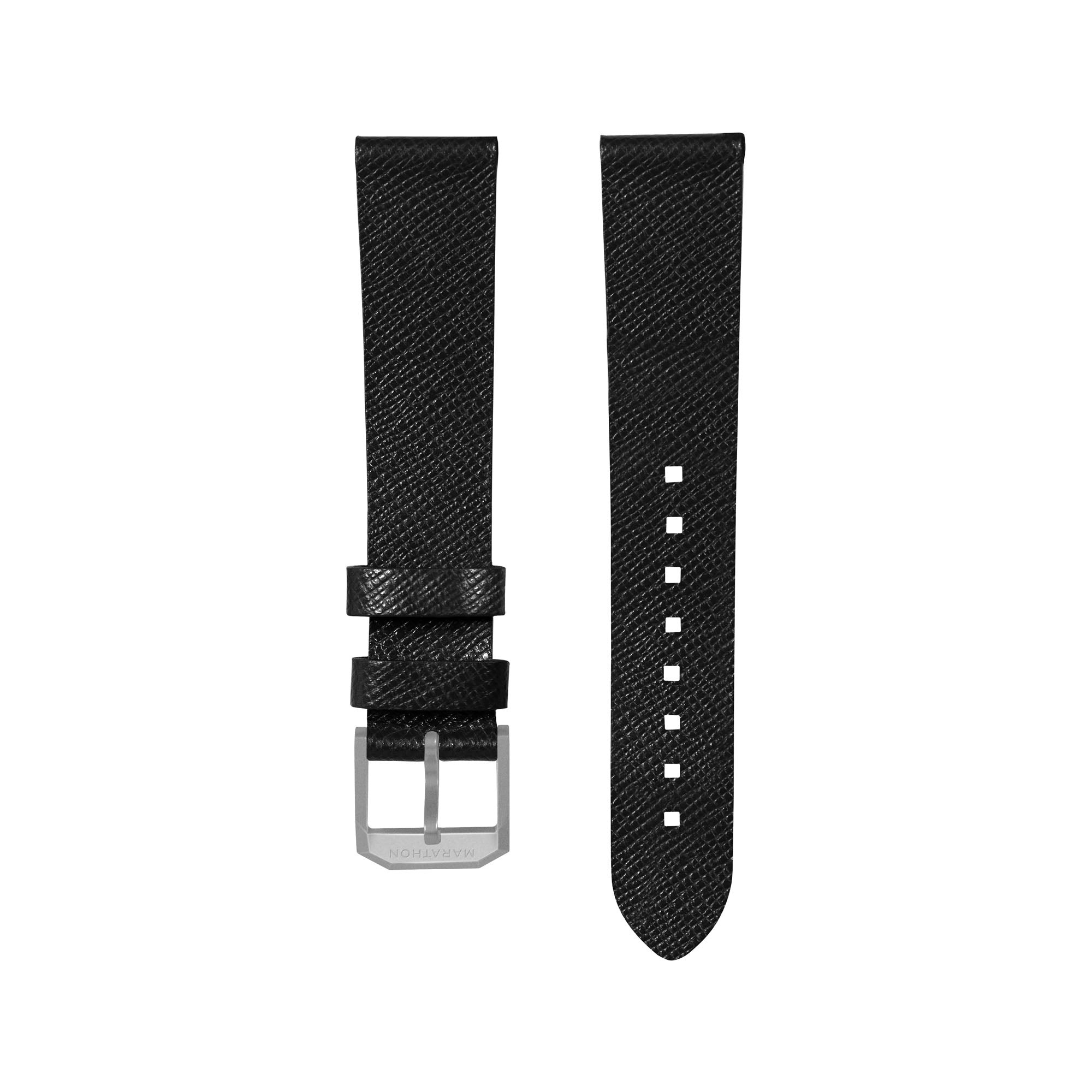 2-Piece Leather Strap, 20mm, Black, Parkerized Hardware image