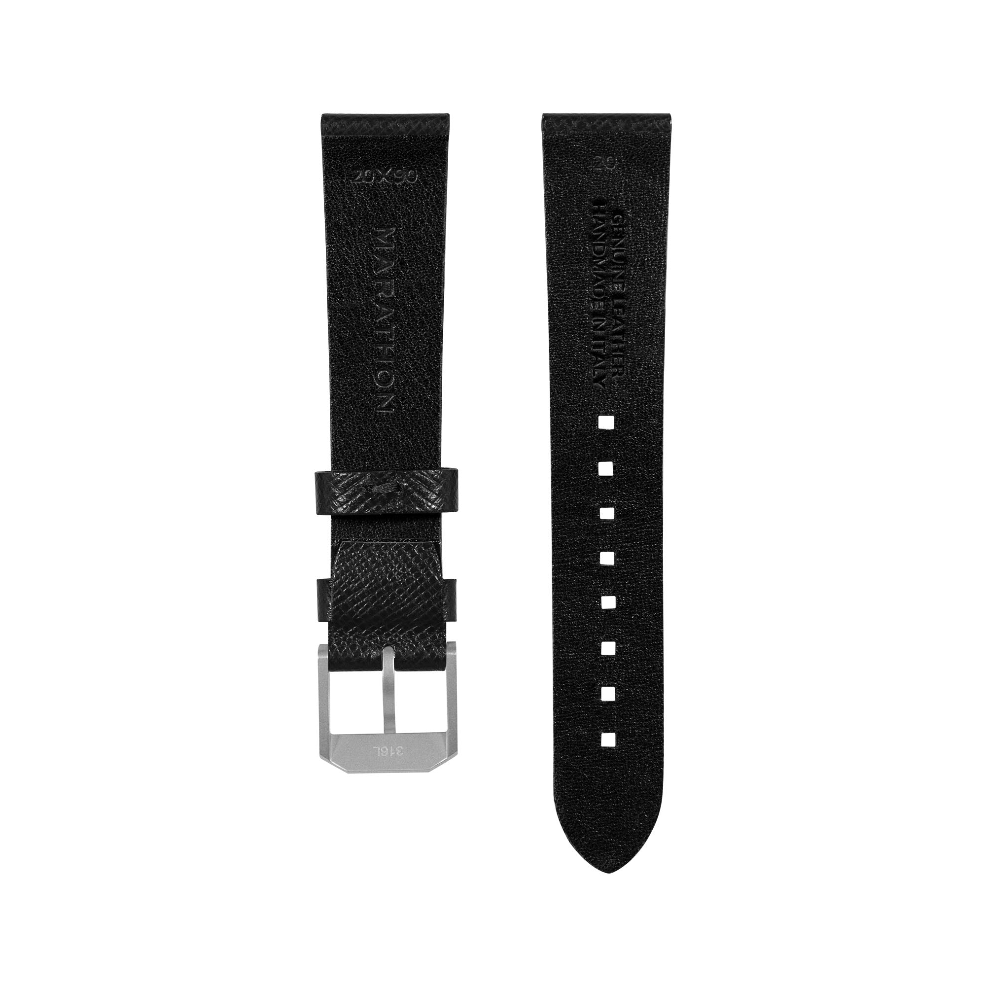 2-Piece Leather Strap, 20mm, Black, Parkerized Hardware image