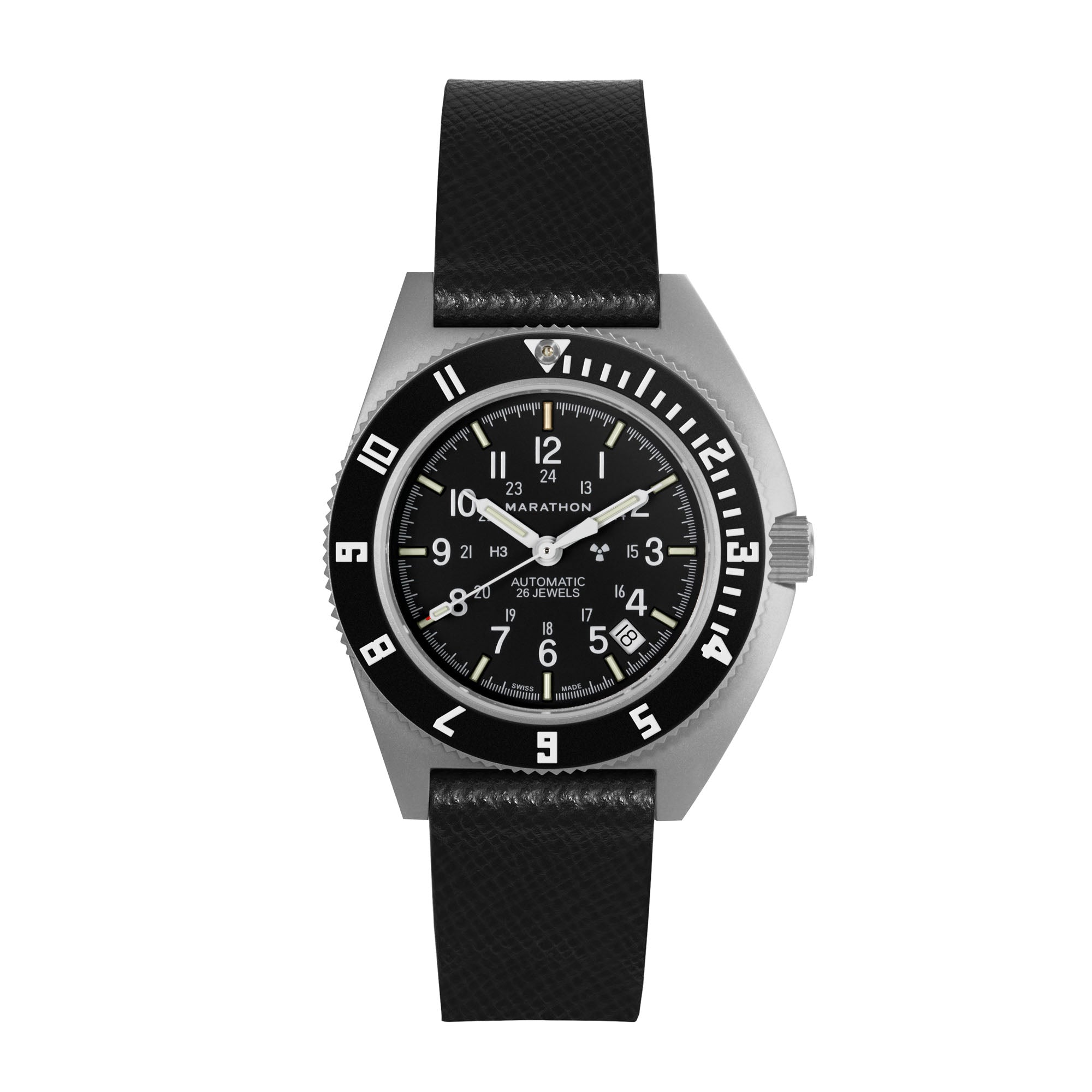 2-Piece Leather Strap, 20mm, Black, Parkerized Hardware image