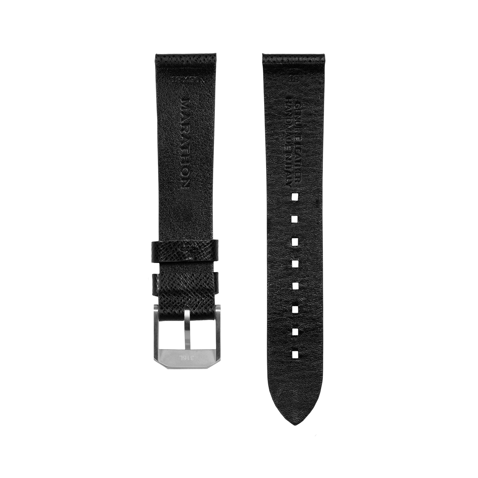 2-Piece Leather Strap, 18mm,  Black, Brushed Hardware image