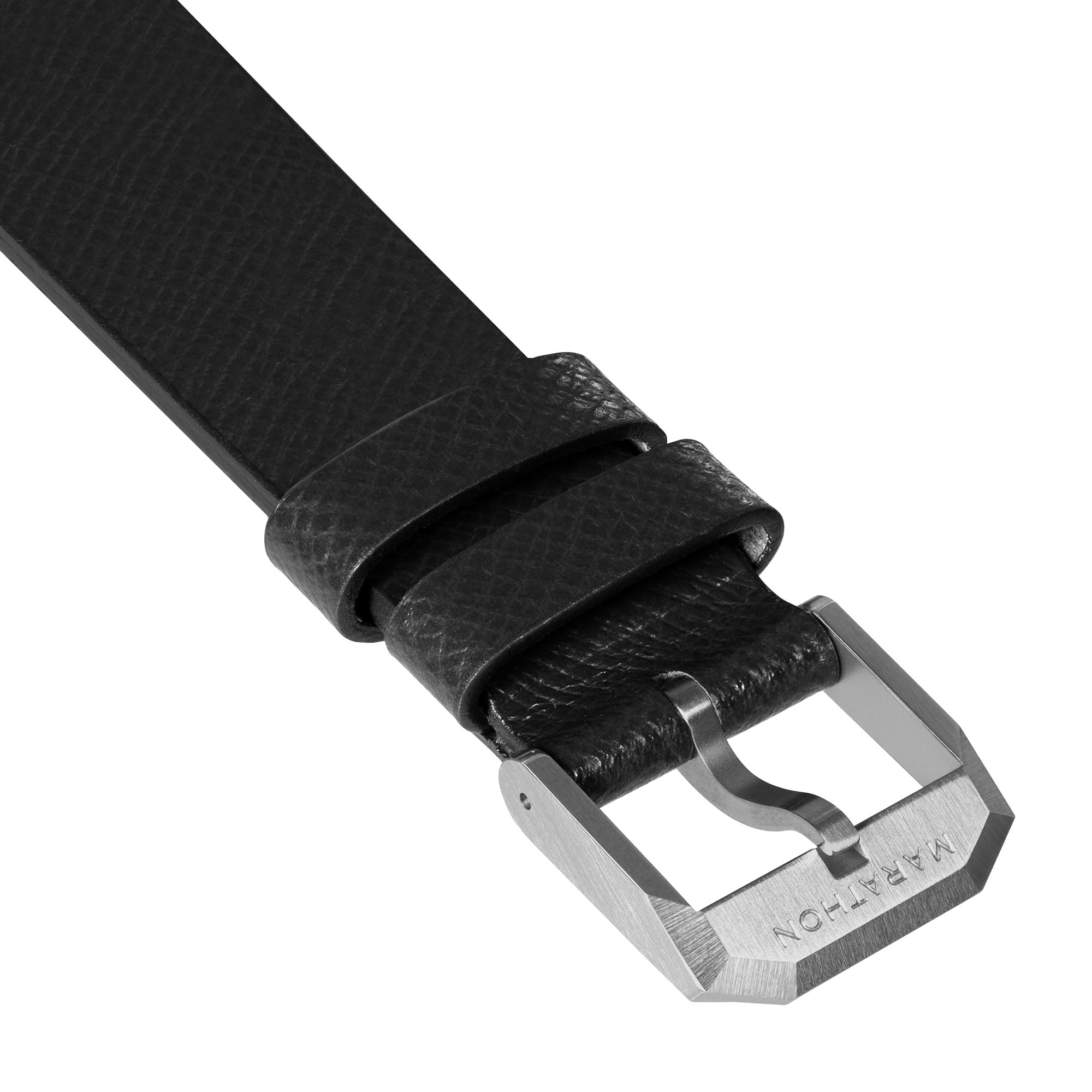 2-Piece Leather Strap, 20mm,  Black, Brushed Hardware image