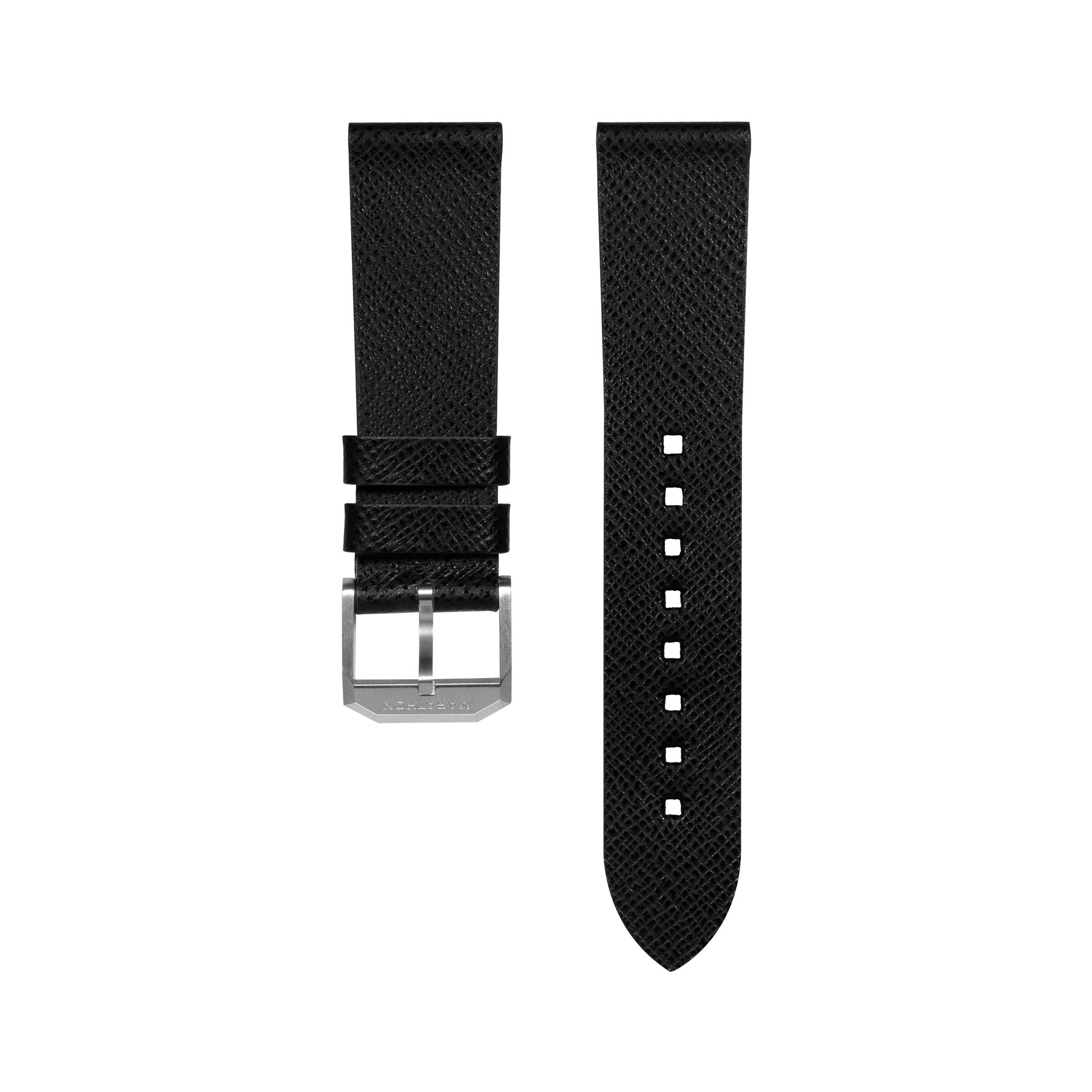 2-Piece Leather Strap, 22mm, Black, Brushed Hardware image