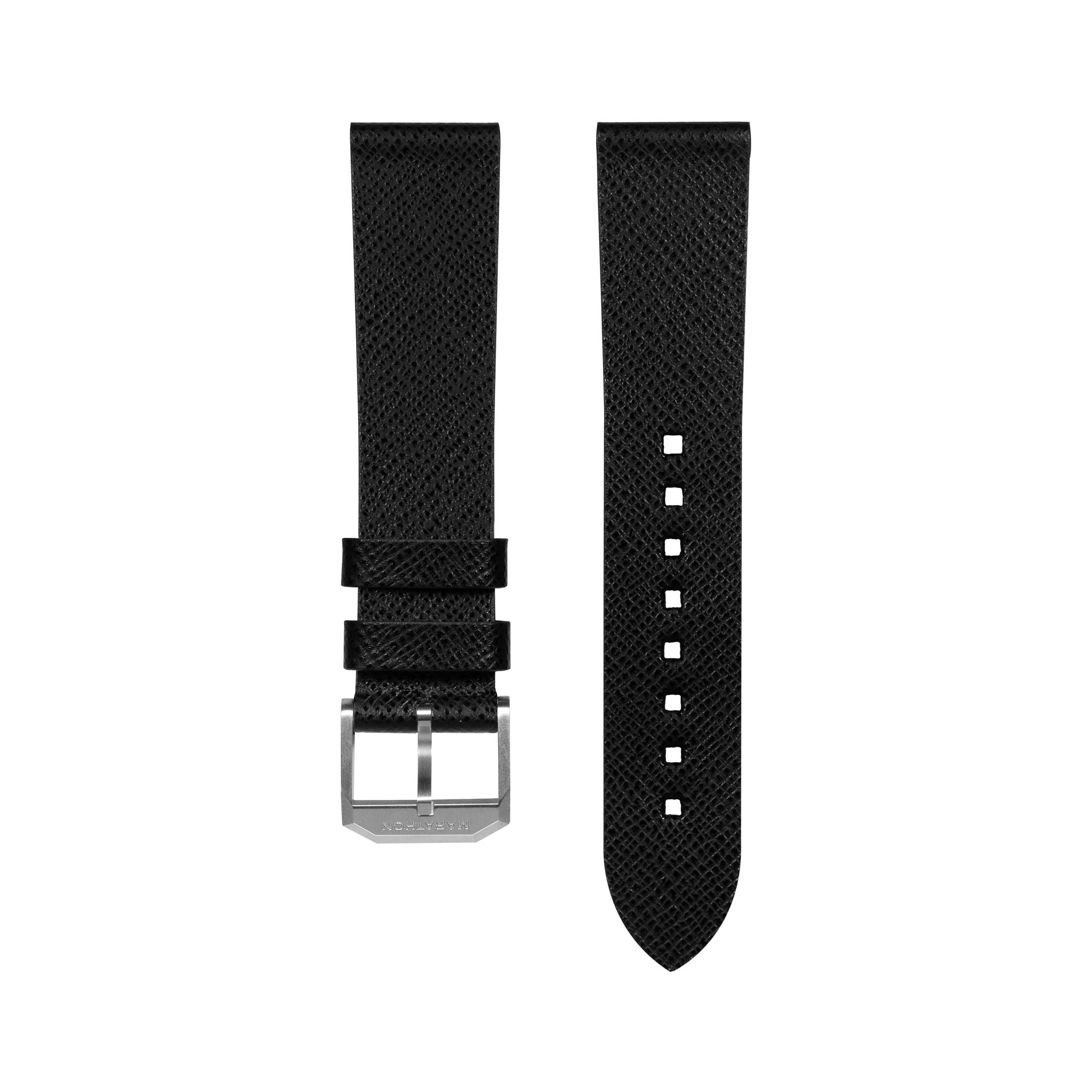 2-Piece Leather Strap, 22mm, Black, Brushed Hardware image