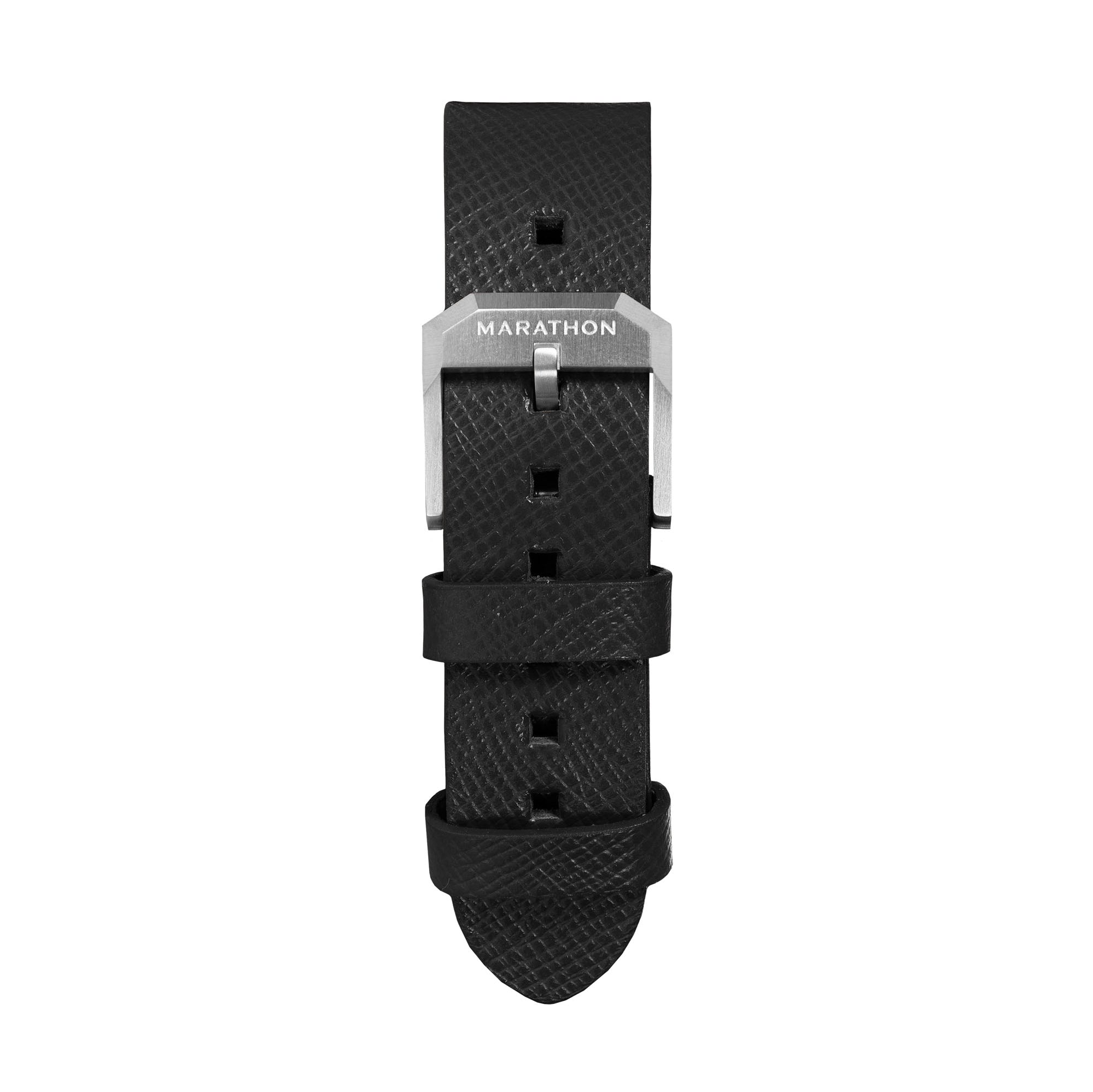 2-Piece Leather Strap, 22mm, Black, Brushed Hardware image