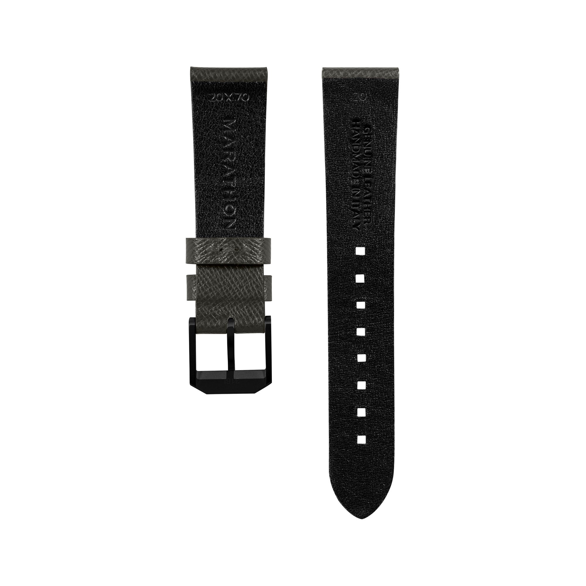 2-Piece Leather Strap, 20mm, Moss Green, Anthracite Hardware