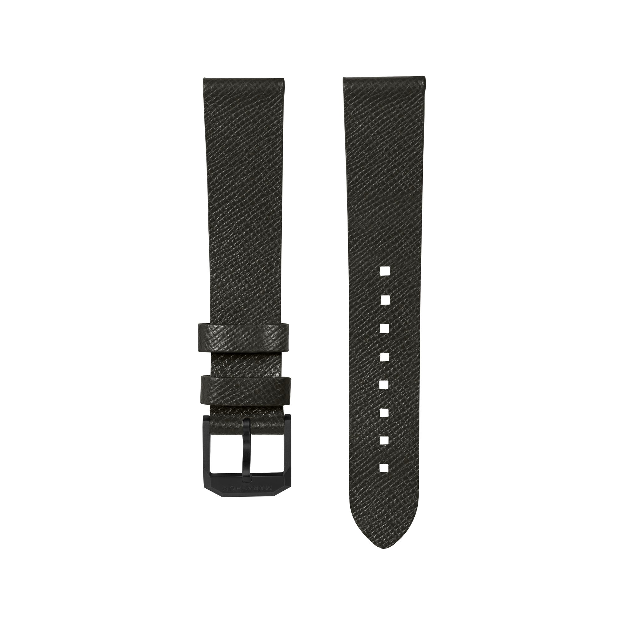 2-Piece Leather Strap, 20mm, Moss Green, Anthracite Hardware