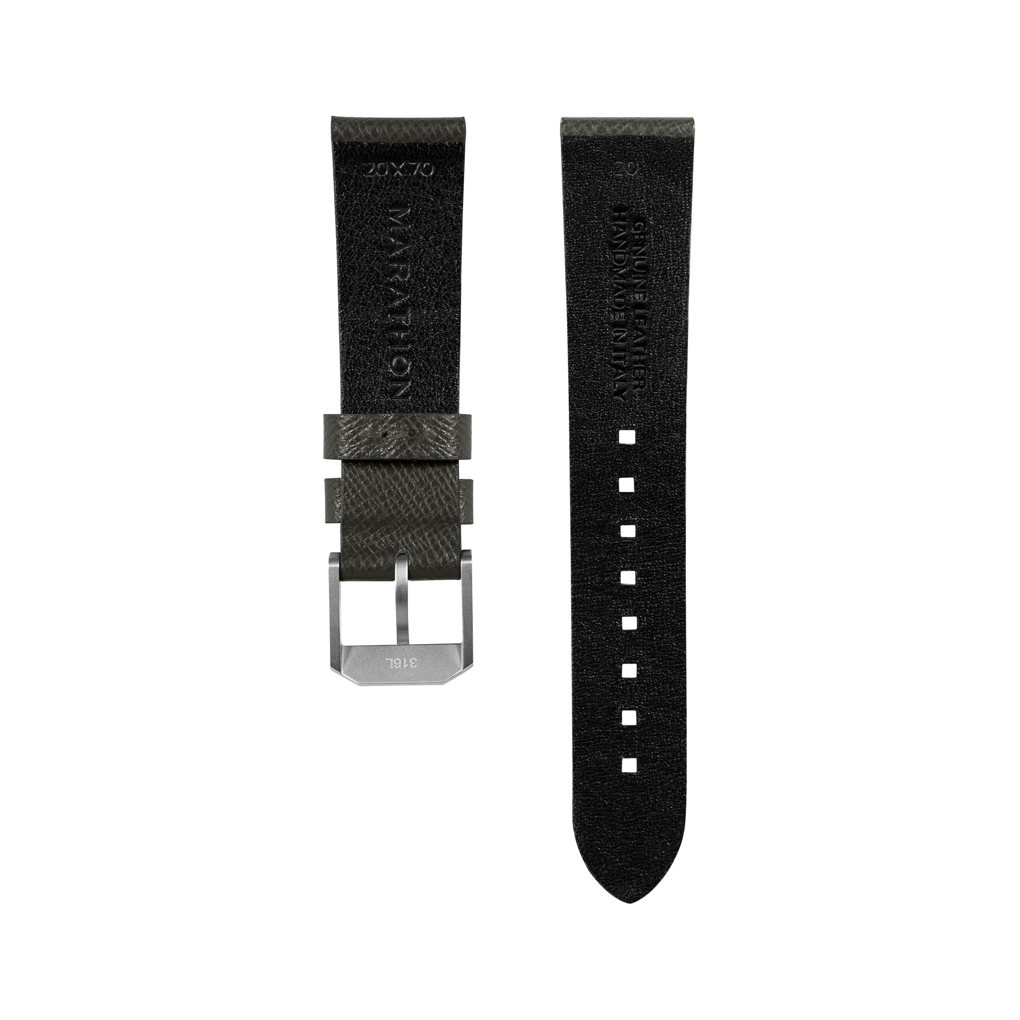 2-Piece Leather Strap, 20mm, Moss Green, Brushed Steel Hardware image