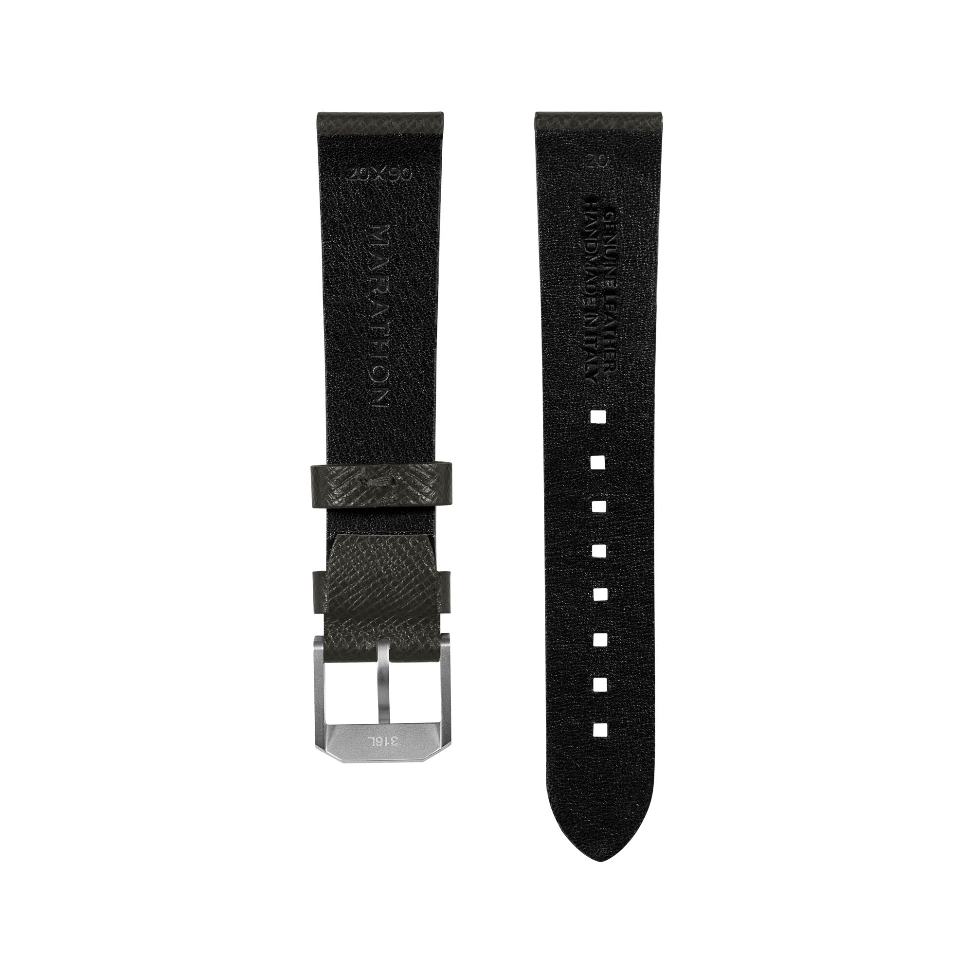 2-Piece Leather Strap, 20mm, Moss Green, Brushed Steel Hardware image