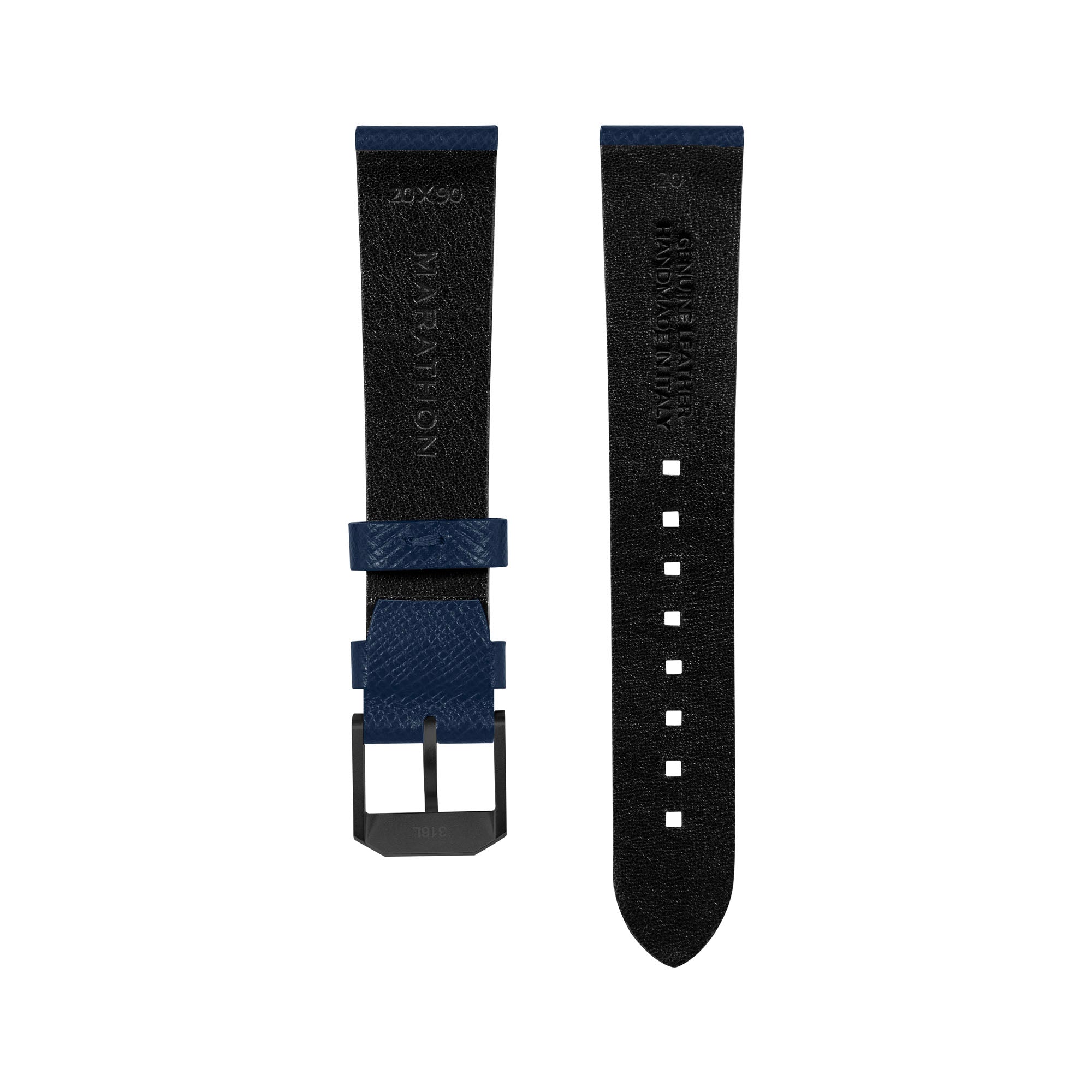 2-Piece Leather Strap, 20mm, Royal Blue, Anthracite Hardware