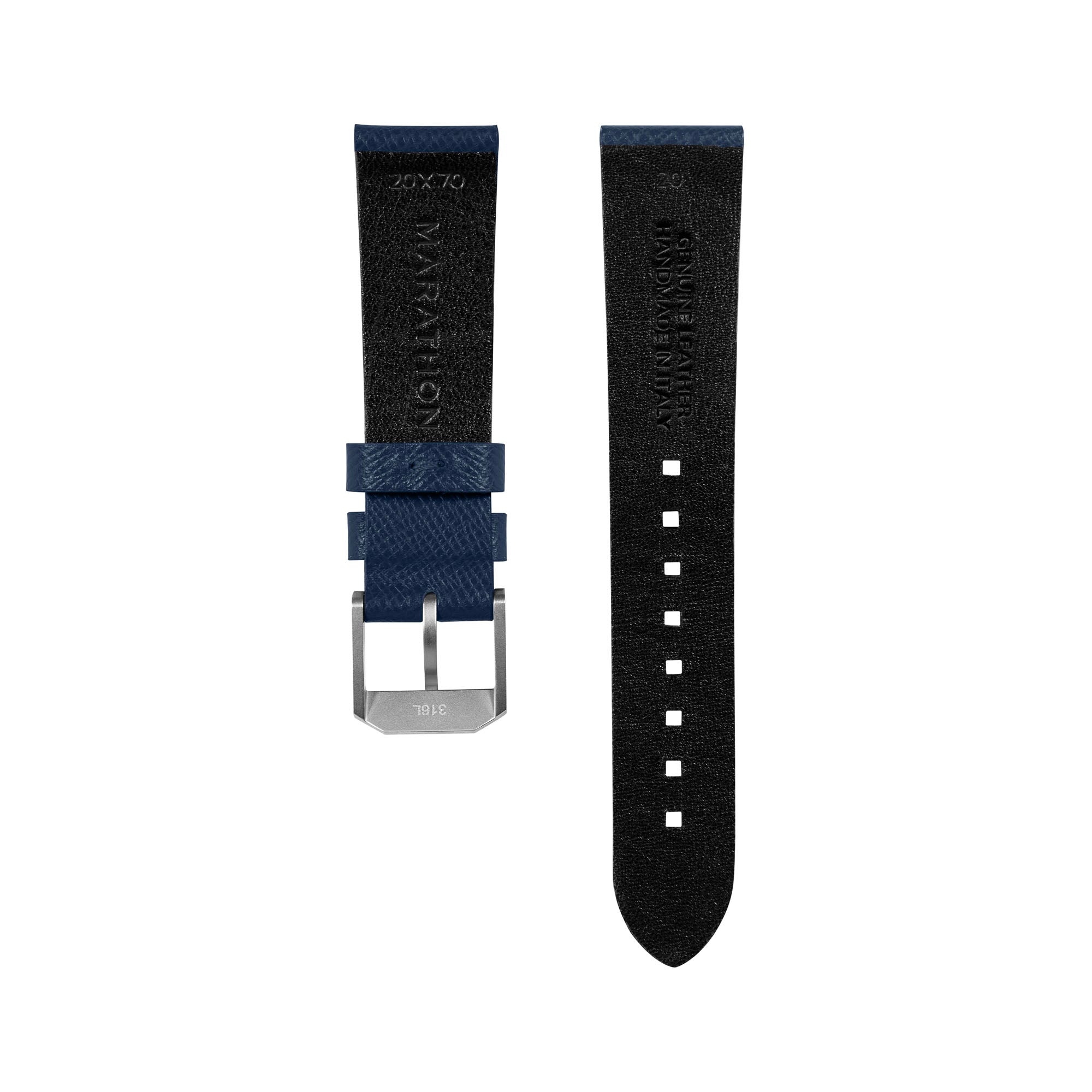 2-Piece Leather Strap, 20mm, Royal Blue, Brushed Steel Hardware image