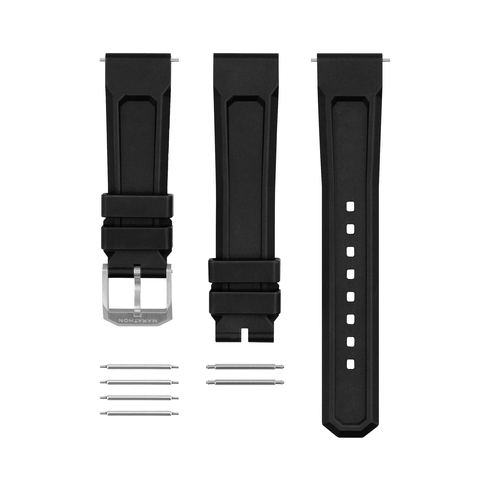 3-Piece Rubber Strap Kit, Parkerized, 20mm – Marathon Watch