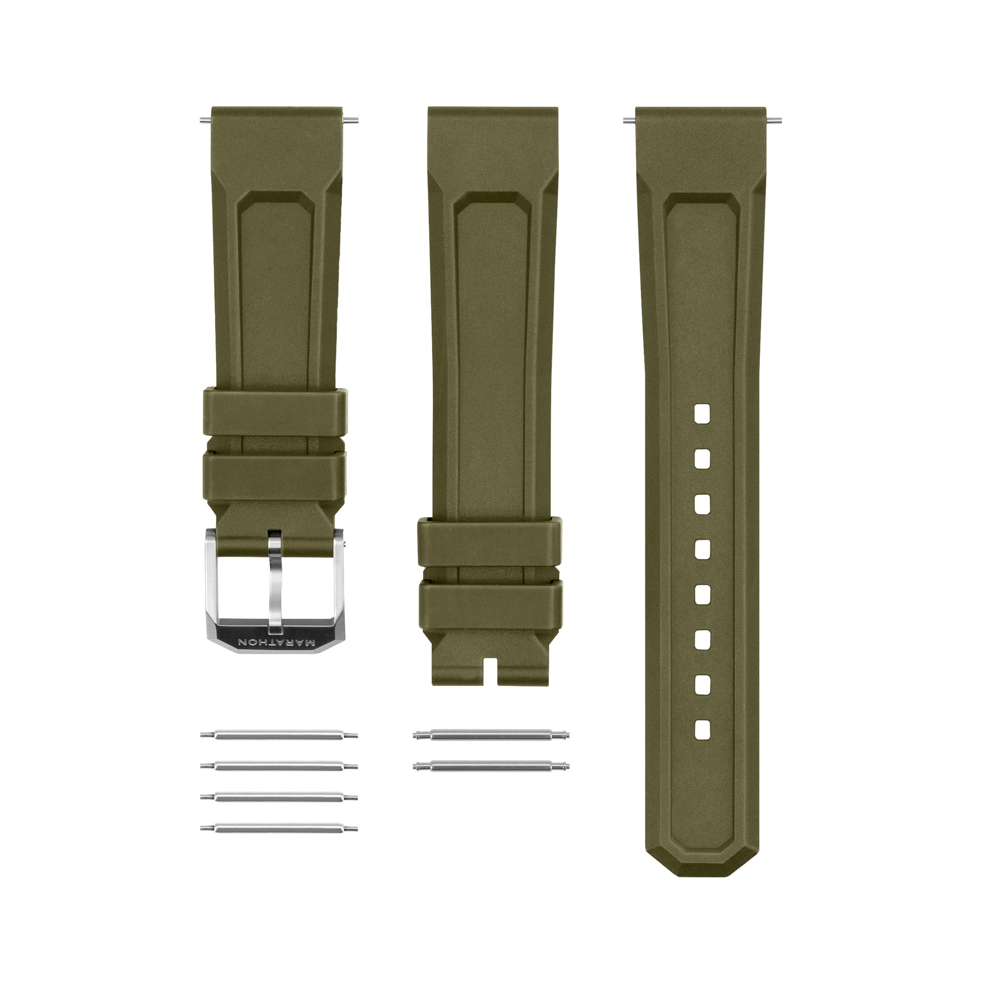 MARATHON 3-Piece Rubber Strap Kit, OD Green, 20mm