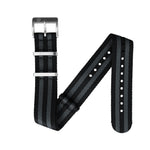 Seat-Belt Weave Nylon DEFSTAN Strap, Black & Grey, 20mm