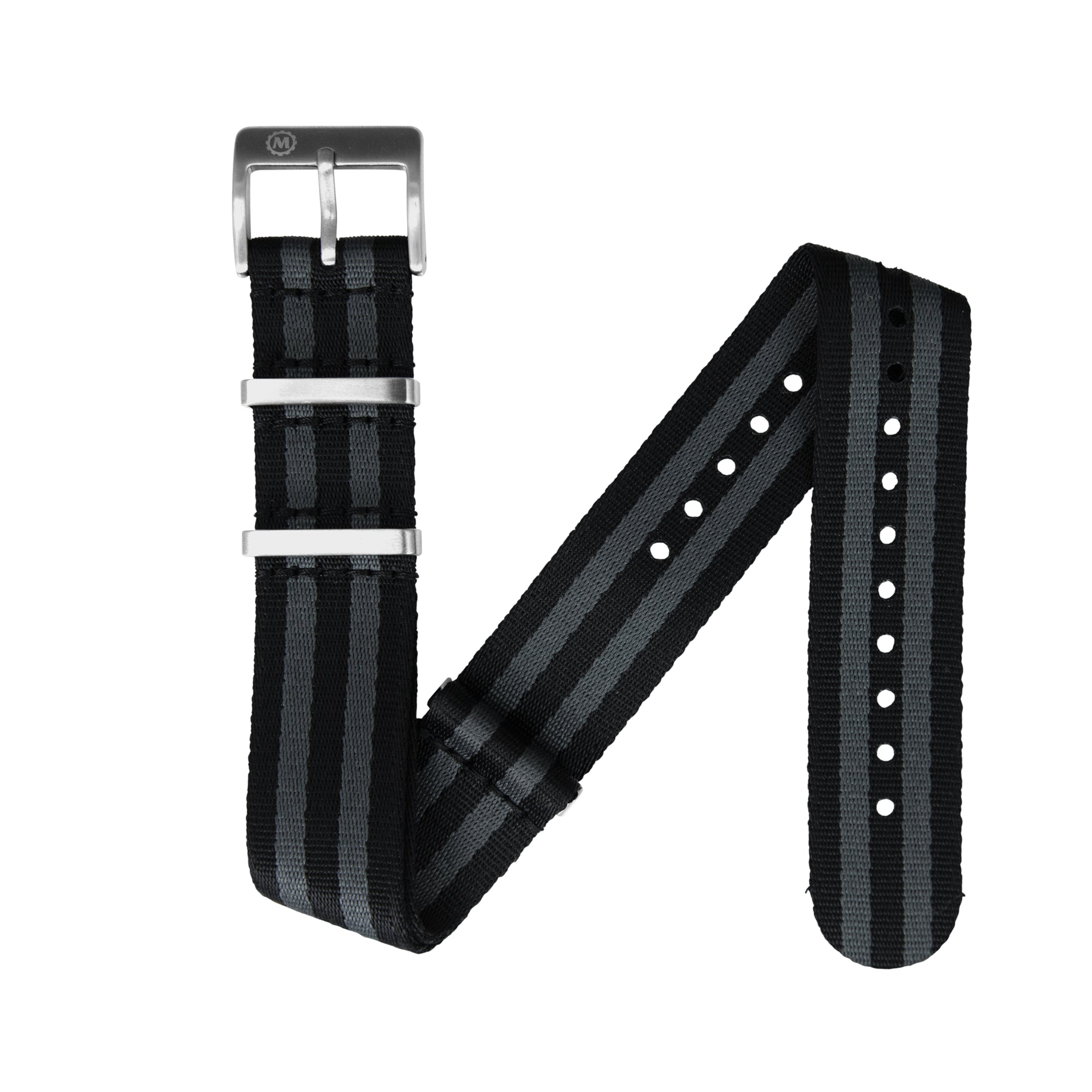 Seat-Belt Weave Nylon DEFSTAN Strap, Black & Grey, 20mm