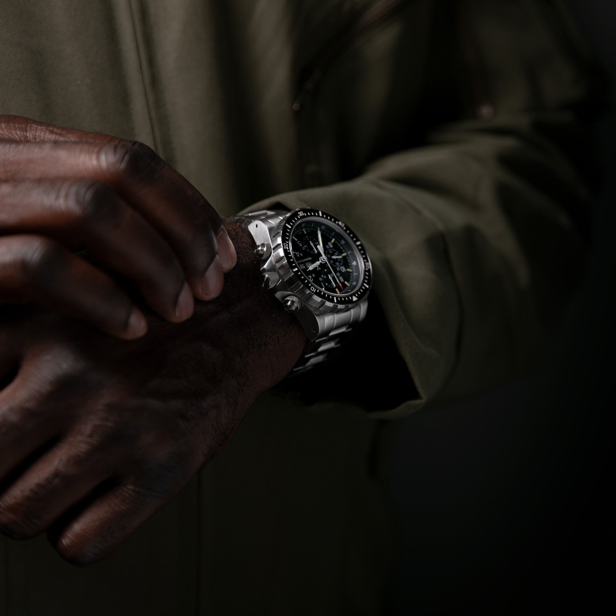 46mm Jumbo Diver/Pilot's Automatic Chronograph (CSAR) with Stainless Steel Bracelet