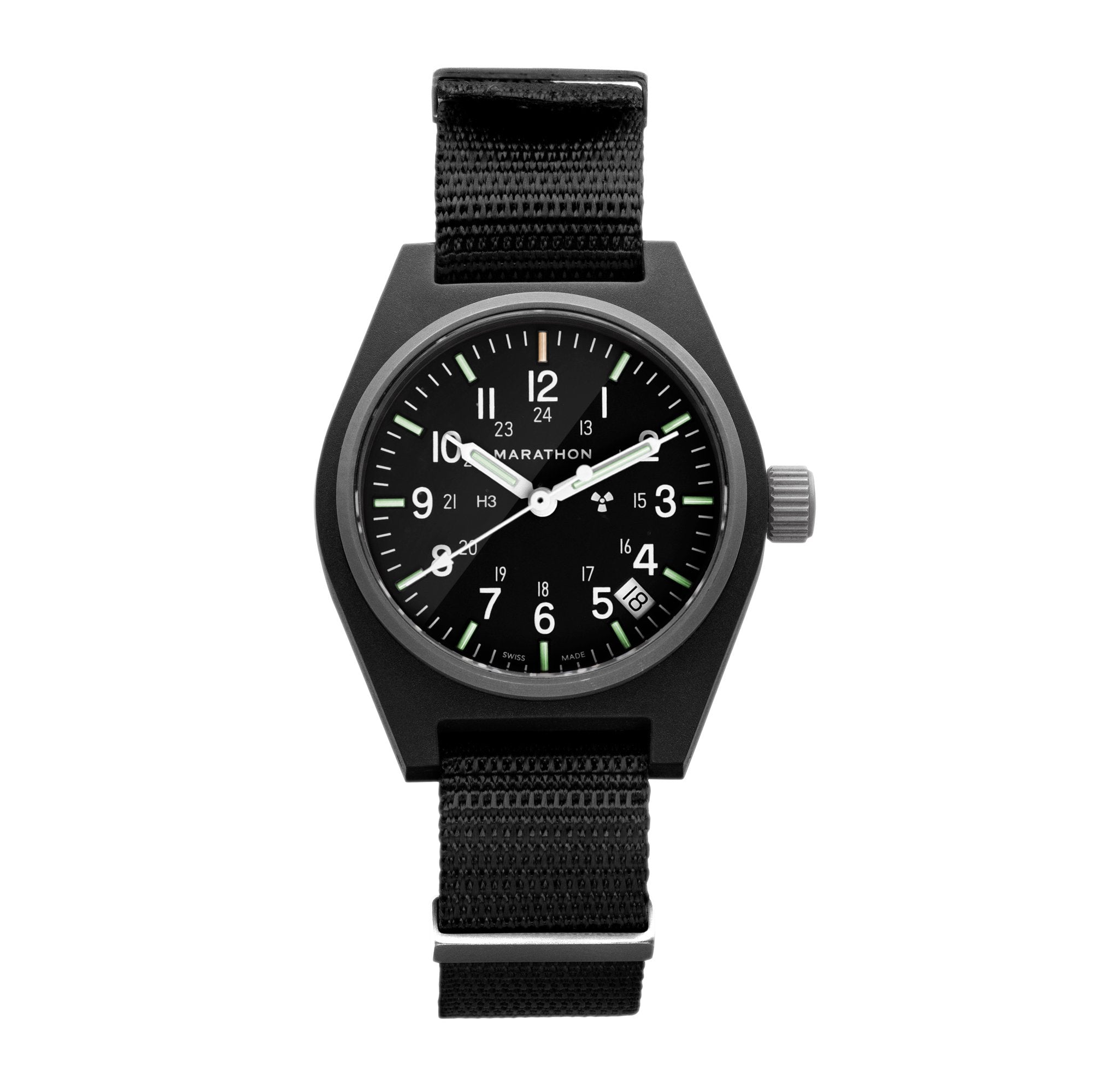 Quartz noir à usage général de 34 mm avec date (GPQ)