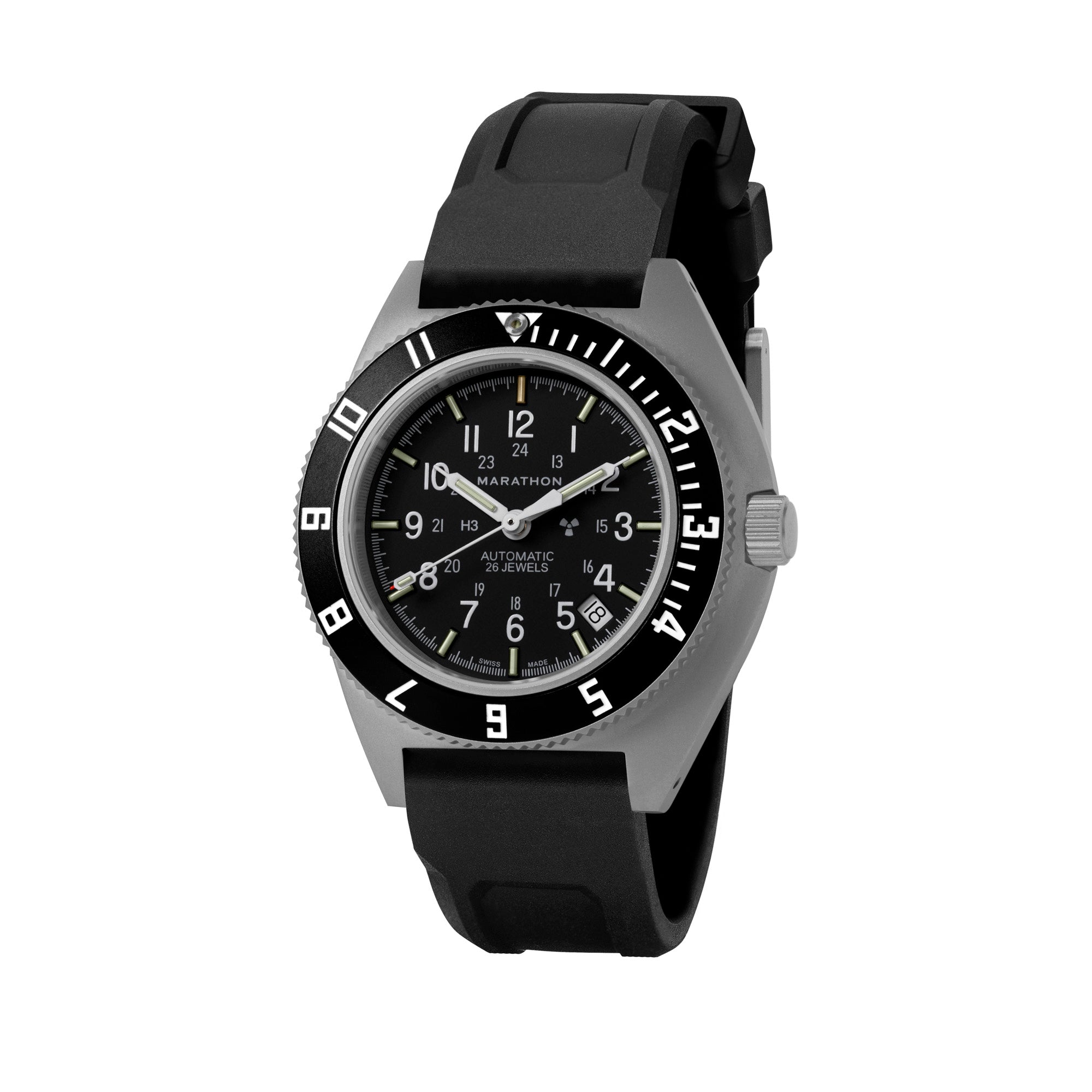 Navigateur en acier de 41 mm avec date automatique (SSNAV-D AUTO) sur kit de 3 bracelets en caoutchouc noir image