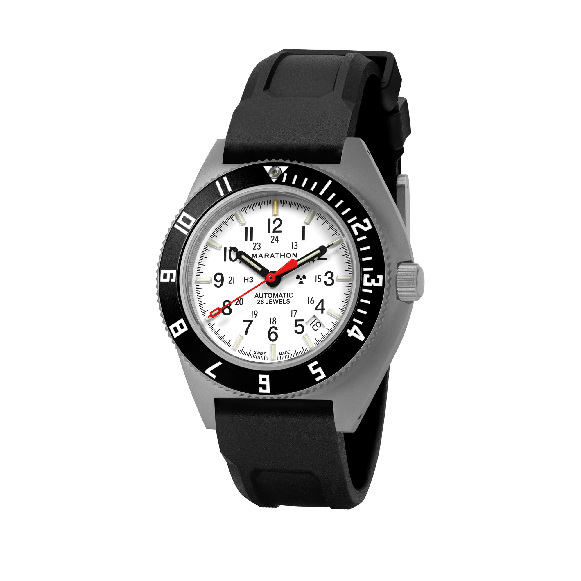 41mm Arctic Steel Navigator w/ Date Automatic (Arctic SSNAV-D Auto) on Black 3-Piece Rubber Strap Kit image