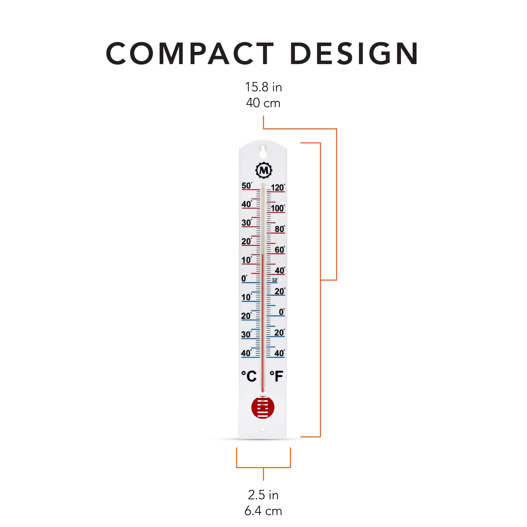 16 Inch Vertical Outdoor Thermometer image