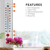 16 Inch Vertical Outdoor Thermometer image