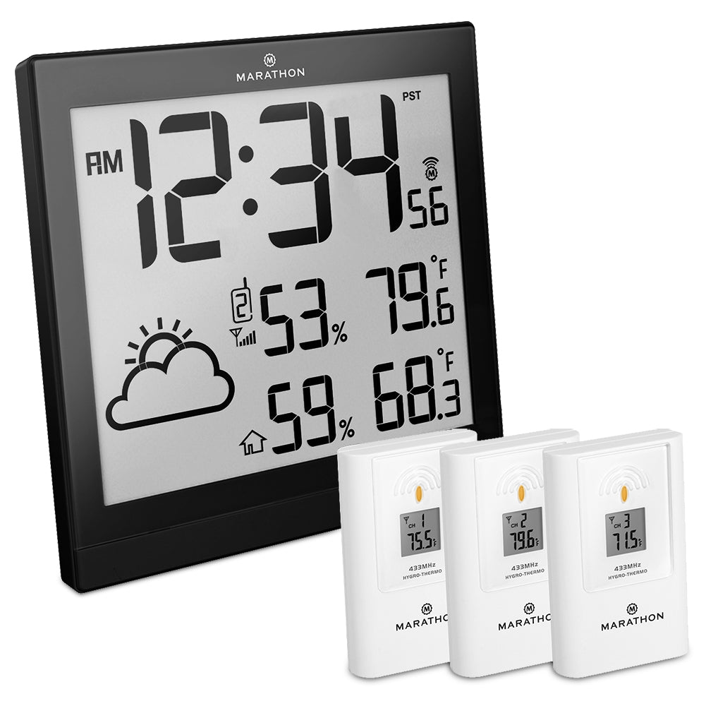 Station météo atomique et horloge avec 3 capteurs à distance image