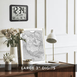 Slim Self-Setting Full Calendar Wall Clock with Indoor/Outdoor Temperature image