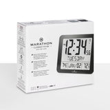 Slim Self-Setting Full Calendar Wall Clock with Indoor/Outdoor Temperature image