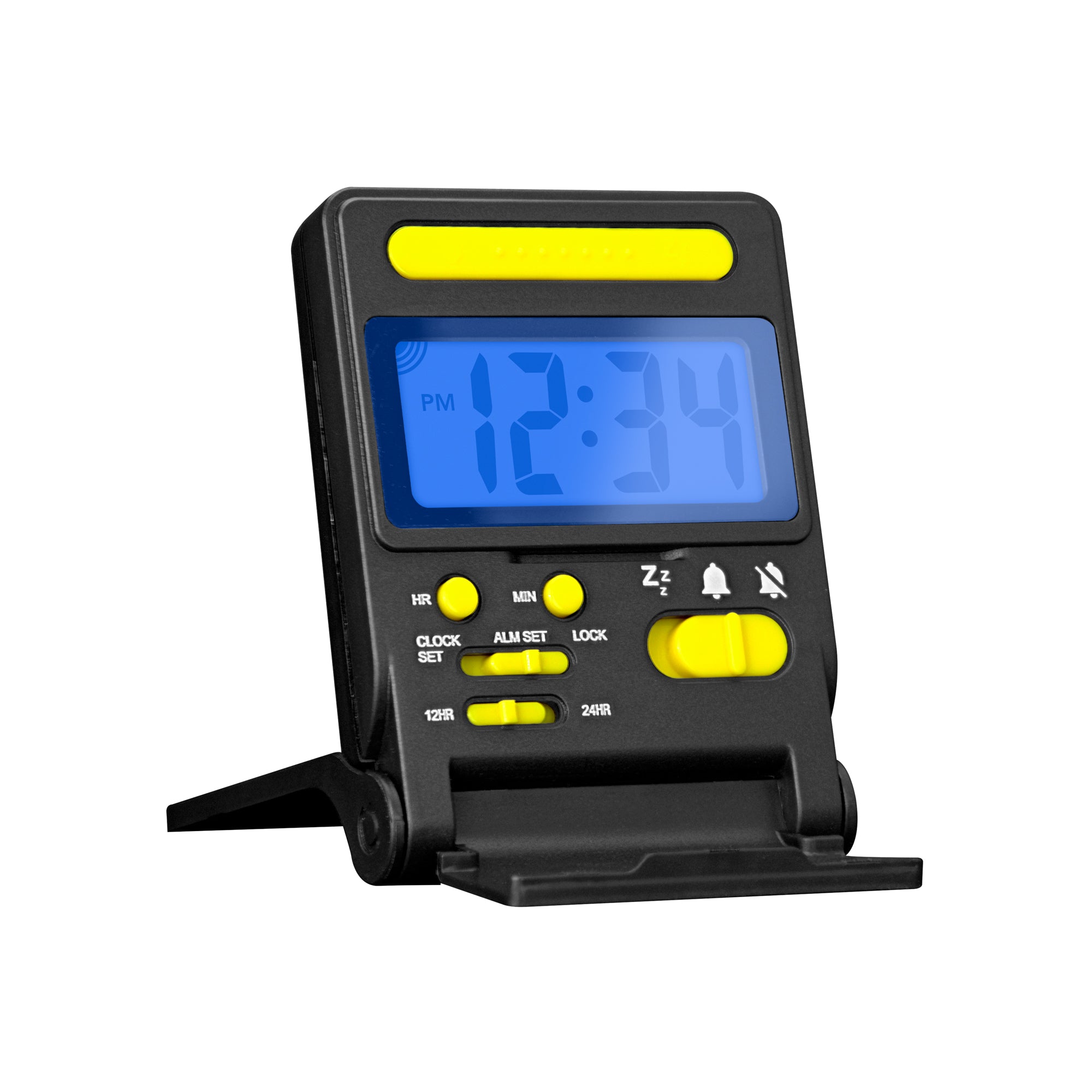 Compact Travel Alarm Clock with Built-In Phone Stand