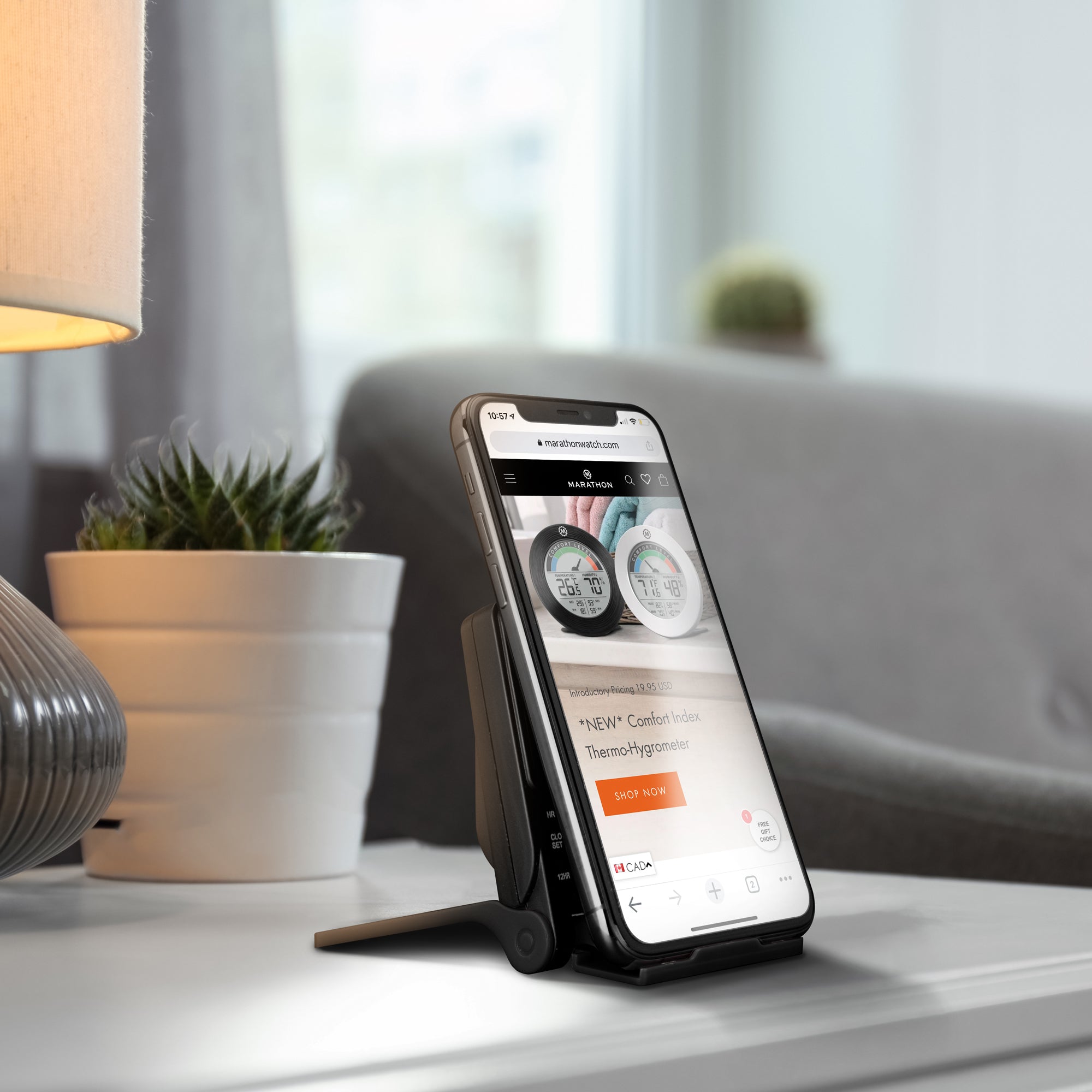 Compact Travel Alarm Clock with Built-In Phone Stand