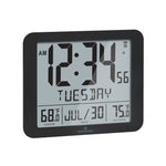 Slim Atomic Full Calendar Wall Clock with Indoor/Outdoor Temperature - Marathon Watch Company