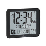 Slim Self-Setting Full Calendar Wall Clock with Indoor/Outdoor Temperature image
