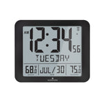 Slim Self-Setting Full Calendar Wall Clock with Indoor/Outdoor Temperature