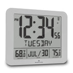 Slim Self-Setting Full Calendar Wall Clock with Indoor/Outdoor Temperature