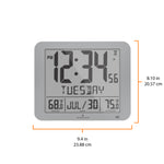 Slim Self-Setting Full Calendar Wall Clock with Indoor/Outdoor Temperature