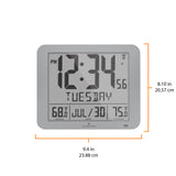 Slim Self-Setting Full Calendar Wall Clock with Indoor/Outdoor Temperature image