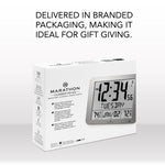 Slim Self-Setting Full Calendar Wall Clock with Indoor/Outdoor Temperature