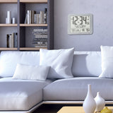 Slim Self-Setting Full Calendar Wall Clock with Indoor/Outdoor Temperature image