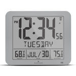 Slim Self-Setting Full Calendar Wall Clock with Indoor/Outdoor Temperature