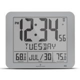 Slim Self-Setting Full Calendar Wall Clock with Indoor/Outdoor Temperature image