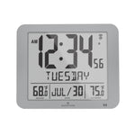 Slim Self-Setting Full Calendar Wall Clock with Indoor/Outdoor Temperature