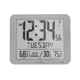 Slim Self-Setting Full Calendar Wall Clock with Indoor/Outdoor Temperature image