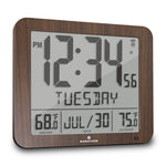 Slim Self-Setting Full Calendar Wall Clock with Indoor/Outdoor Temperature