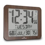 Slim Self-Setting Full Calendar Wall Clock with Indoor/Outdoor Temperature image