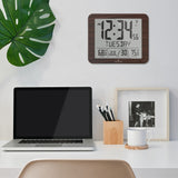 Slim Self-Setting Full Calendar Wall Clock with Indoor/Outdoor Temperature image