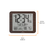 Slim Self-Setting Full Calendar Wall Clock with Indoor/Outdoor Temperature image